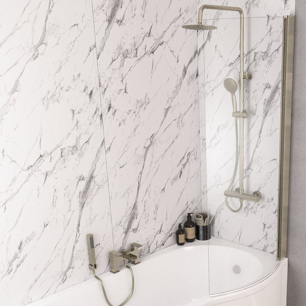 Eastbrook Designer P - Shape Right - Hand Bath Screen, Brushed Brass