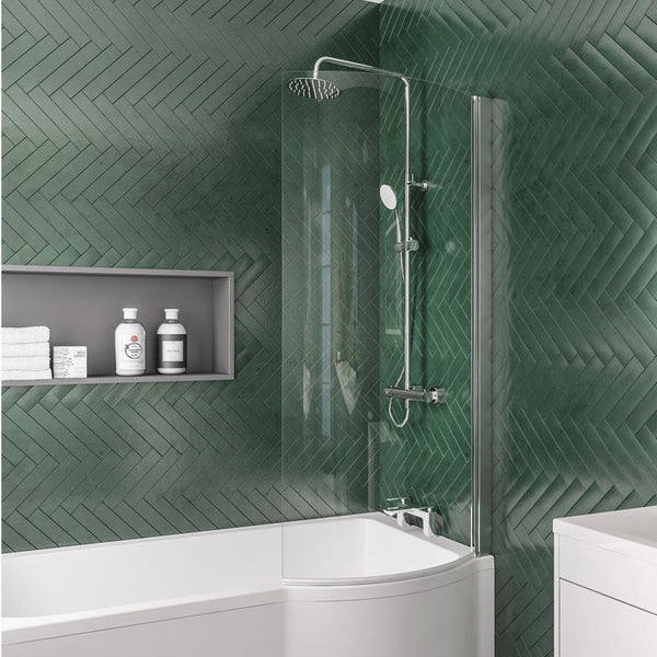 Eastbrook Designer P - Shape Right - Hand Bath Screen, Chrome