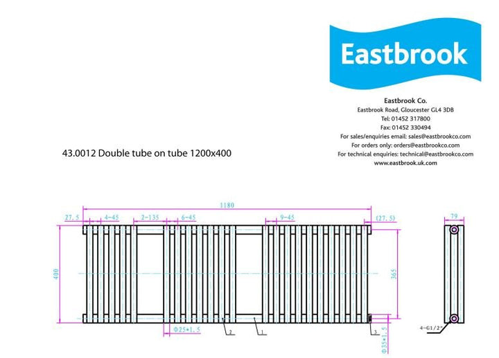 Eastbrook Double Tube on Tube Multirail 1200 x 400 Chrome