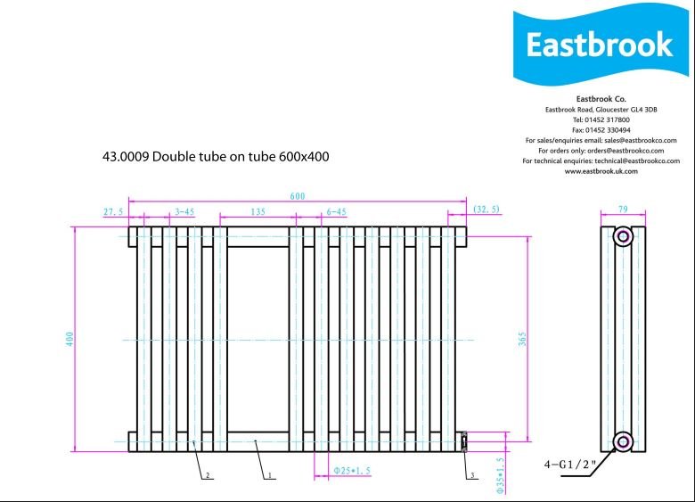 Eastbrook Double Tube on Tube Multirail 600 x 400 Chrome - Tradeplumbing
