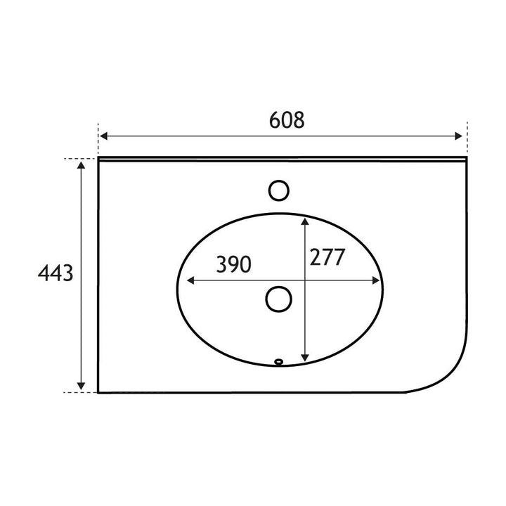 Eastbrook Hardwick 1 Tap Hole Quartz Corner 60cm x 44cm Left Hand White Inset Basin
