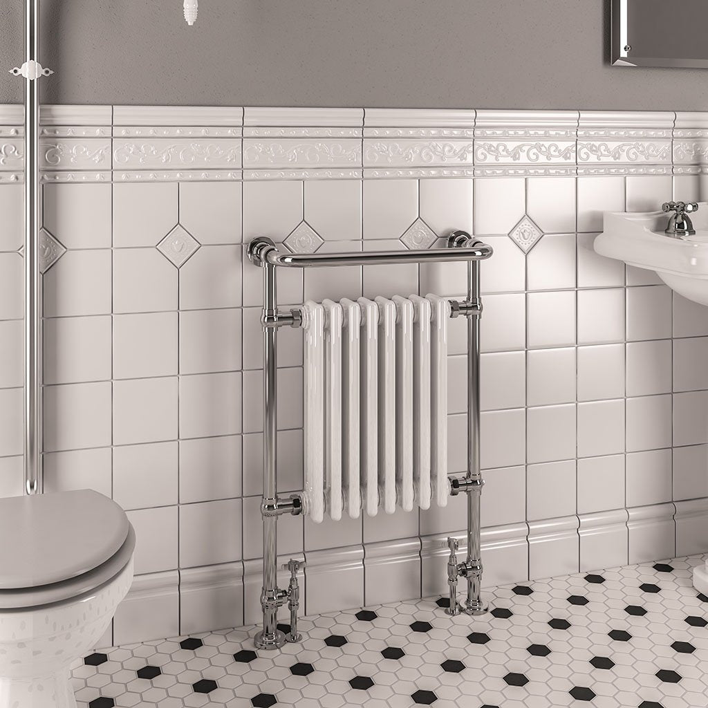 Eastbrook Isbourne Chrome Traditional Heated Towel Rail, 940mm H x 600mm W - Central Heating