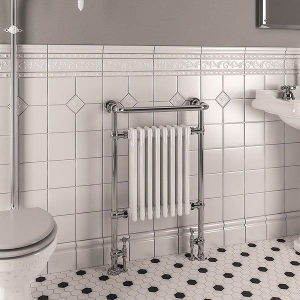 Eastbrook Isbourne Chrome Traditional Heated Towel Rail, 940mm H x 600mm W - Central Heating
