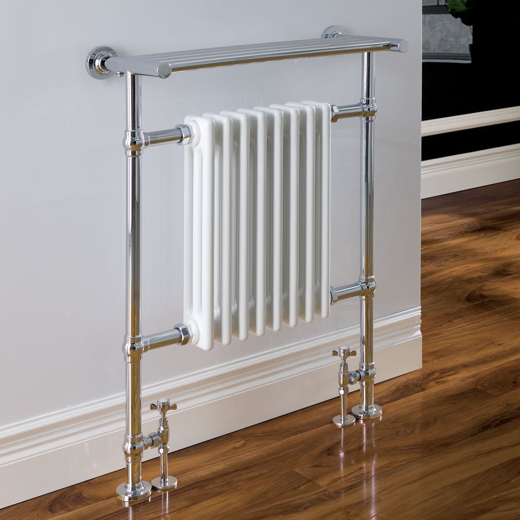 Eastbrook Leadon Chrome Traditional Heated Towel Rail, 940mm H x 700mm W - Central Heating