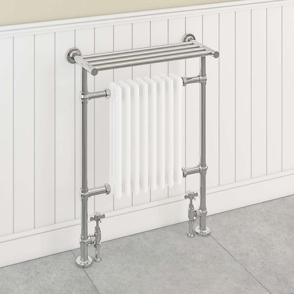 Eastbrook Leadon Chrome Traditional Heated Towel Rail, 940mm H x 700mm W - Central Heating
