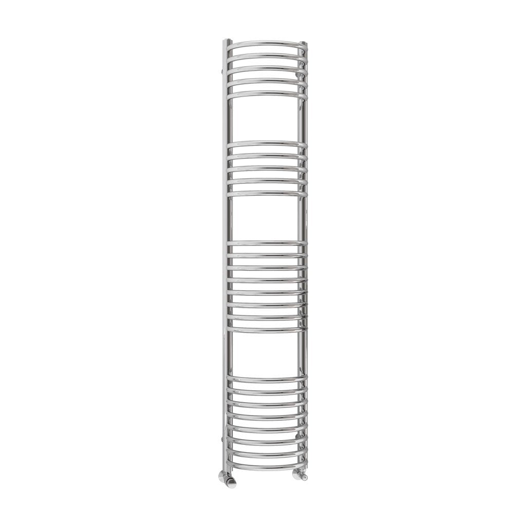 Eastbrook Mezzo Tondo Steel Chrome Designer Heated Towel Rail, 1600mm H x 320mm W - Central Heating