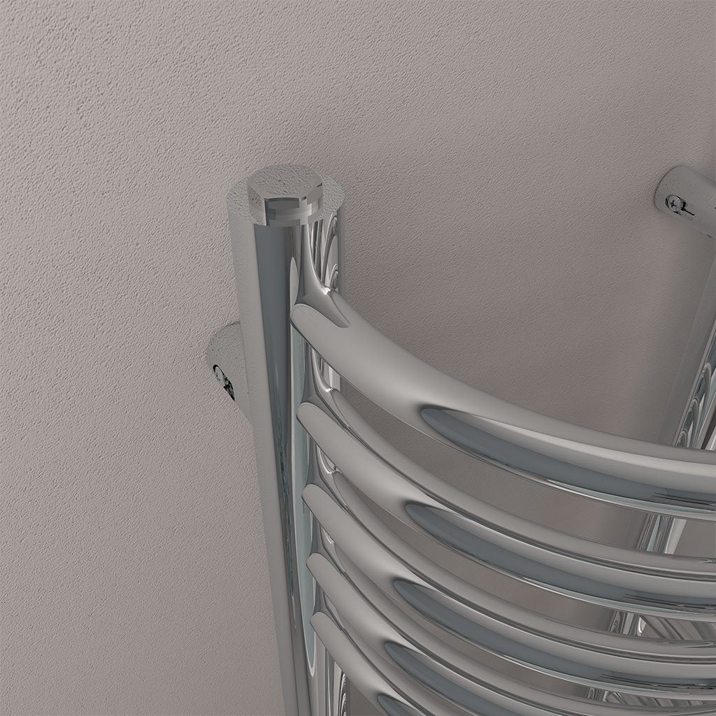 Eastbrook Mezzo Tondo Steel Chrome Designer Heated Towel Rail, 1600mm H x 320mm W - Central Heating