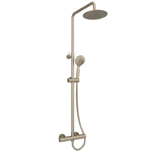 Eastbrook Modern Round Thermostatic Shower Pole, 485mm x 1200mm - Brushed Brass