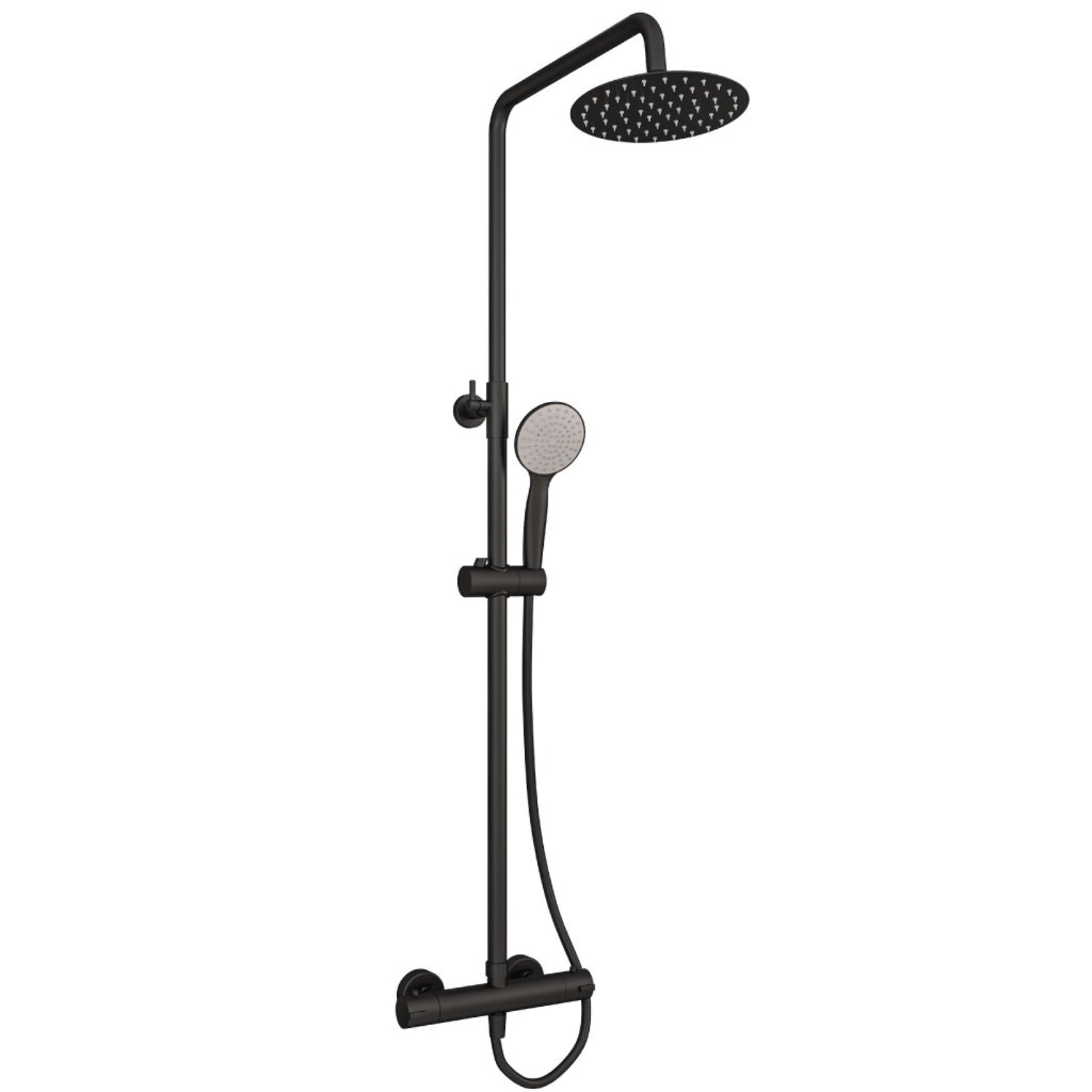 Eastbrook Modern Round Thermostatic Shower Pole, 485mm x 1200mm - Matt Black