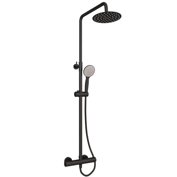 Eastbrook Modern Round Thermostatic Shower Pole, 485mm x 1200mm - Matt Black