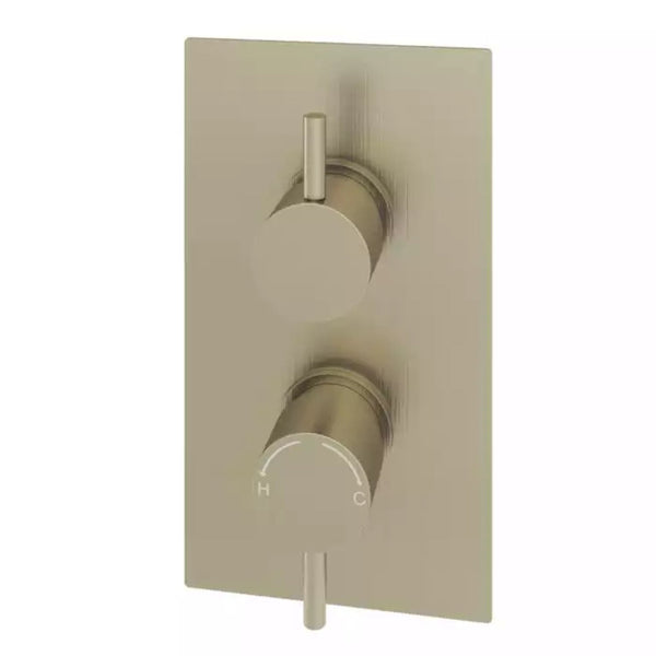 Eastbrook Modern Round Thermostatic Two - Way Concealed Shower Valve, Brushed Brass