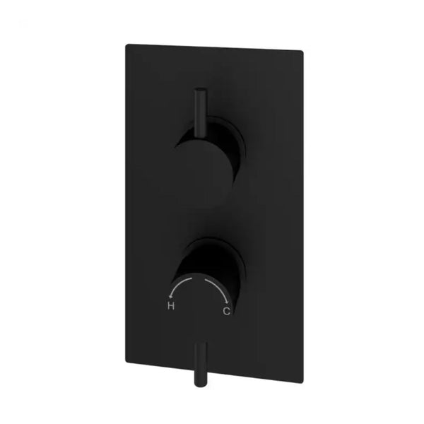 Eastbrook Modern Round Thermostatic Two Way Concealed Shower Valve, Matt Black