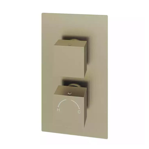 Eastbrook Modern Square Thermostatic Two - Way Concealed Shower Valve, Brushed Brass