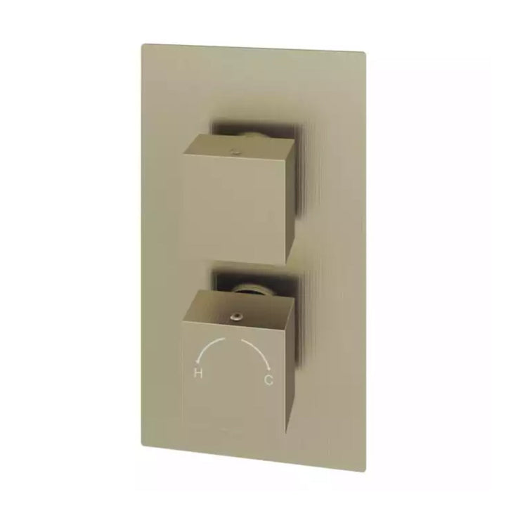 Eastbrook Modern Square Thermostatic Two - Way Concealed Shower Valve, Brushed Brass