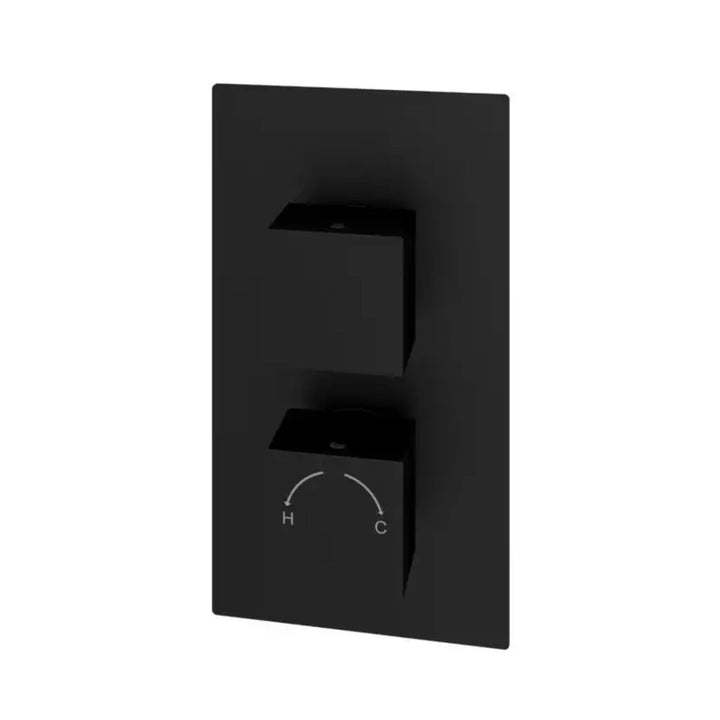 Eastbrook Modern Square Thermostatic Two - Way Concealed Shower Valve, Matt Black