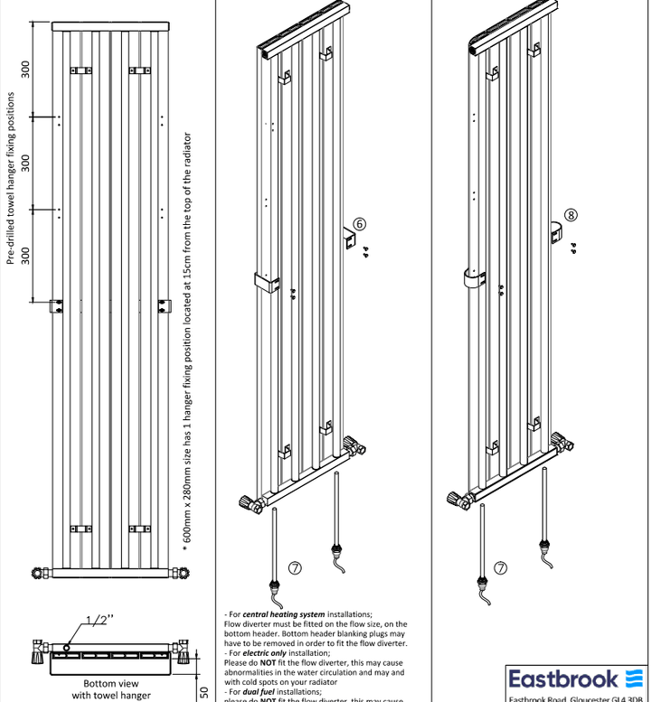 Eastbrook Peretti Matt White Vertical Aluminium Radiators