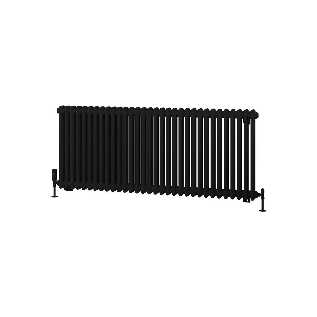 Eastbrook Rivassa Matt Black Horizontal Traditional 2 Column Radiators