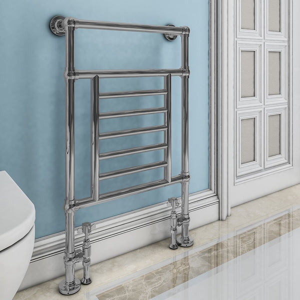 Eastbrook Sherbourne Chrome Traditional Heated Towel Rail, 960mm H x 600mm W - Central Heating