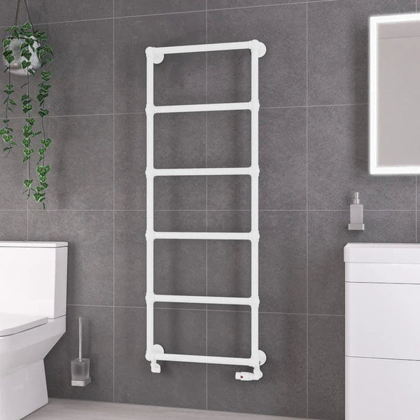 Eastbrook Stour Matt White Vertical Wall Mounted Traditional Towel Rails