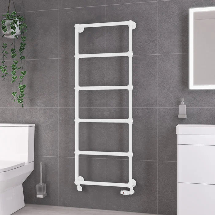 Eastbrook Stour Matt White Vertical Wall Mounted Traditional Towel Rails