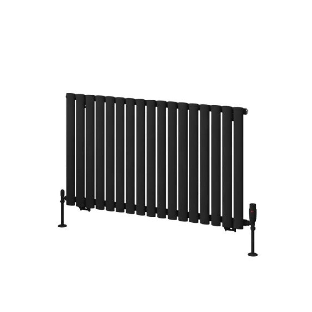 Eastbrook Tunstall Matt Black Steel Horizontal Designer Radiator, 600mm H x 1002mm W - Central Heating