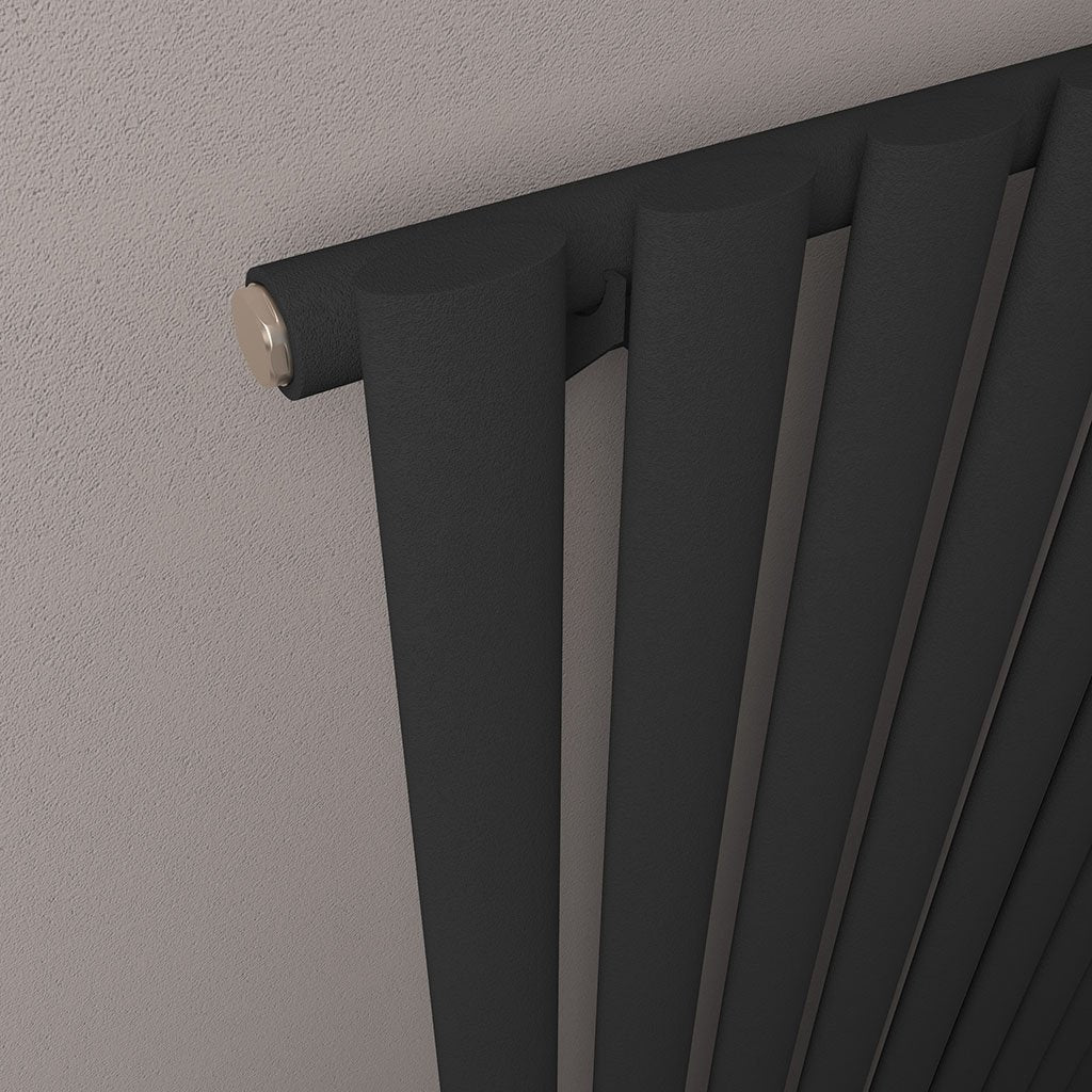 Eastbrook Tunstall Matt Black Steel Horizontal Designer Radiator, 600mm H x 1002mm W - Central Heating