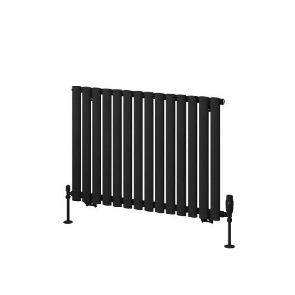 Eastbrook Tunstall Matt Black Steel Horizontal Designer Radiator, 600mm H x 825mm W - Central Heating
