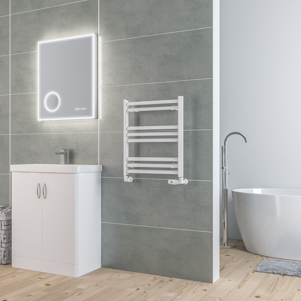 Eastbrook Velor Matt White Straight Aluminium Heated Towel Rails