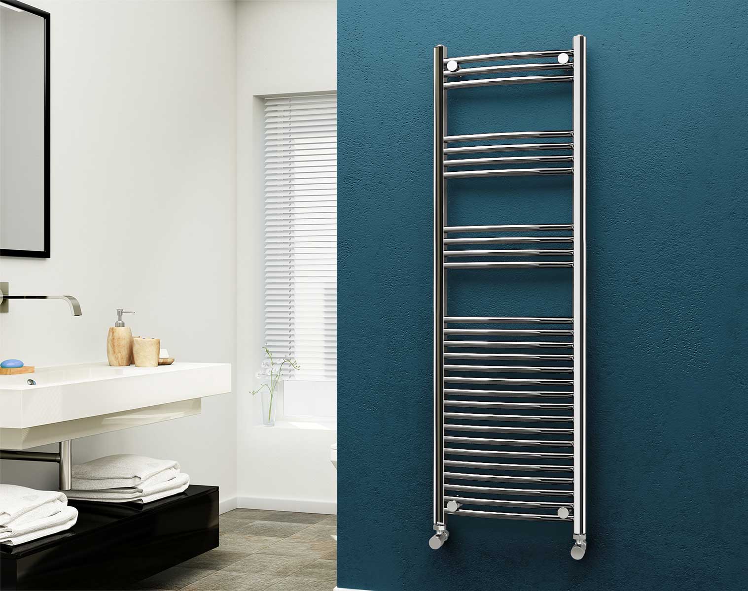 Eastgate 22mm Steel Chrome Curved Heated Towel Rails