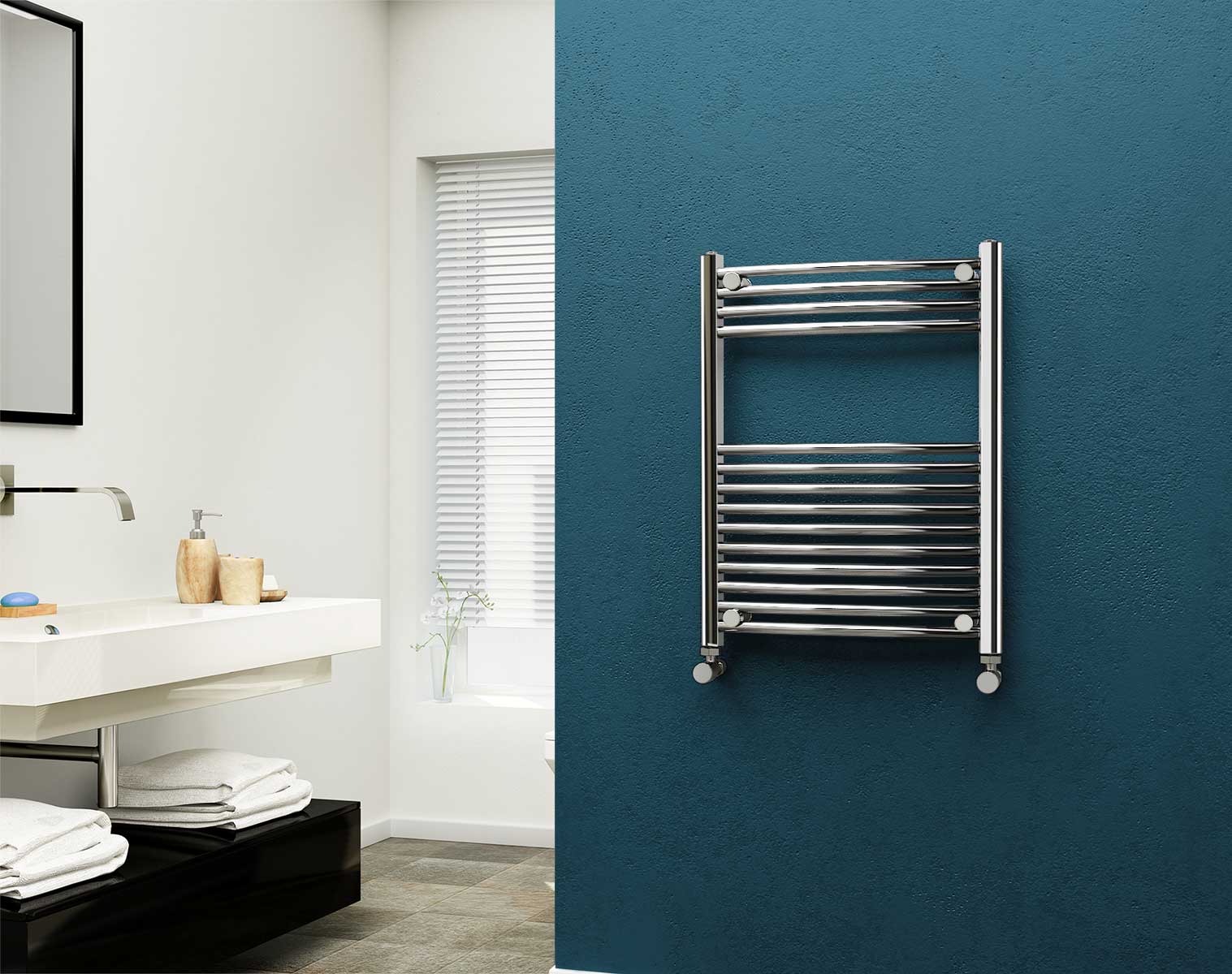 Eastgate 22mm Steel Chrome Curved Heated Towel Rails