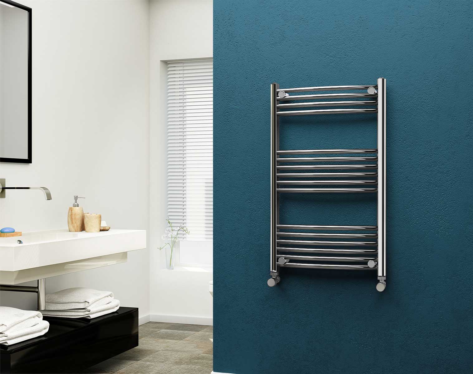 Eastgate 22mm Steel Chrome Curved Heated Towel Rails