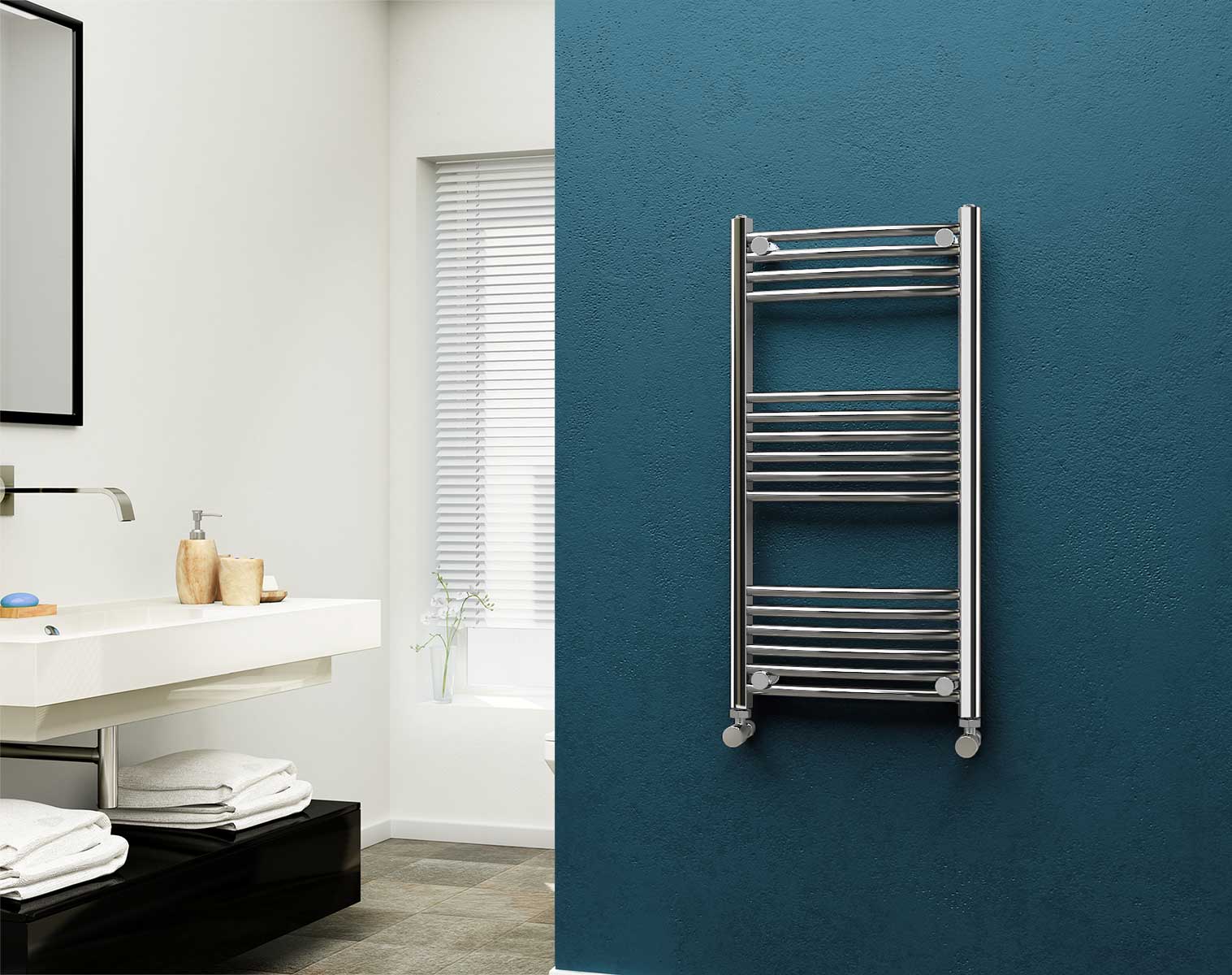 Eastgate 22mm Steel Chrome Curved Heated Towel Rails