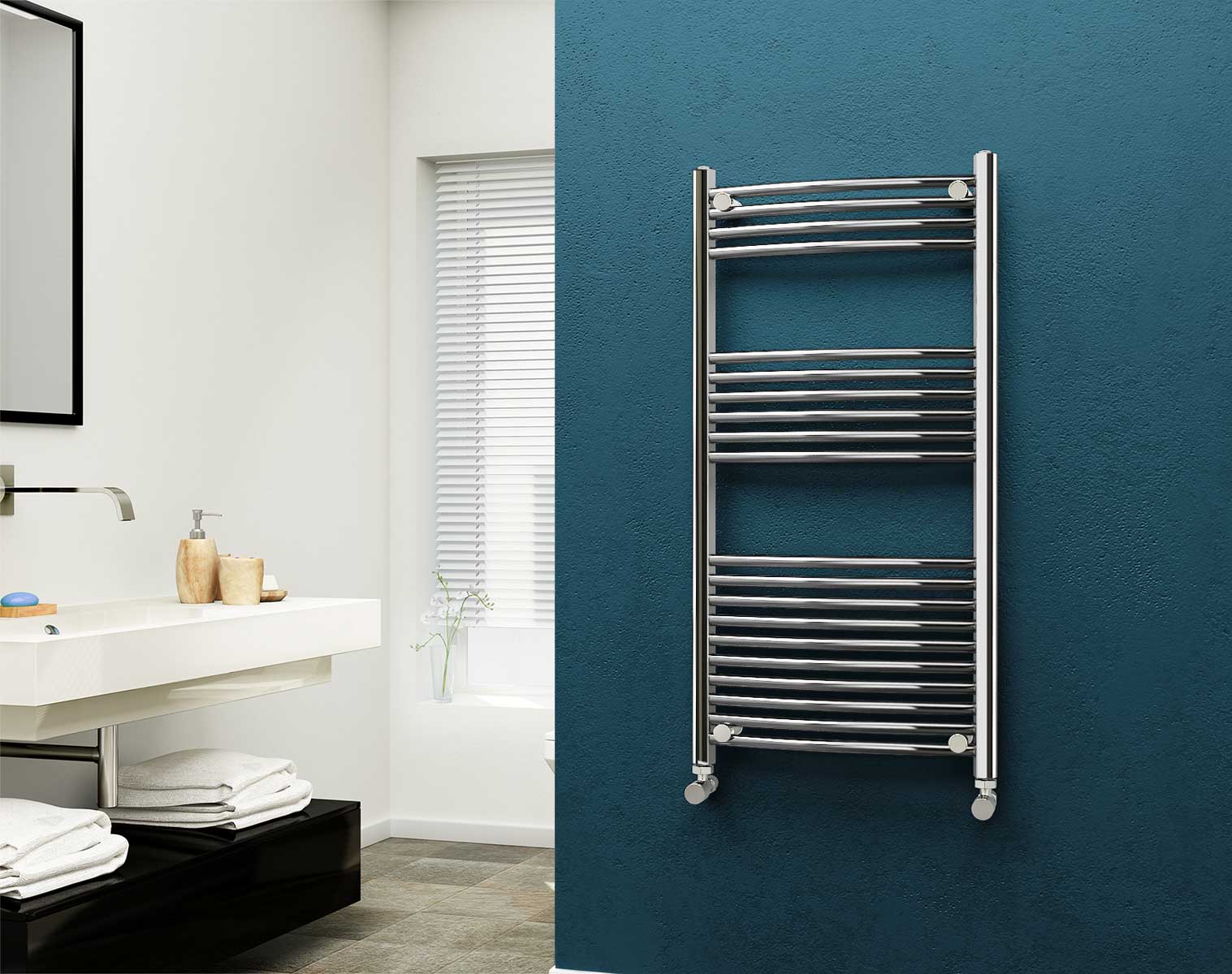 Eastgate 22mm Steel Chrome Curved Heated Towel Rails