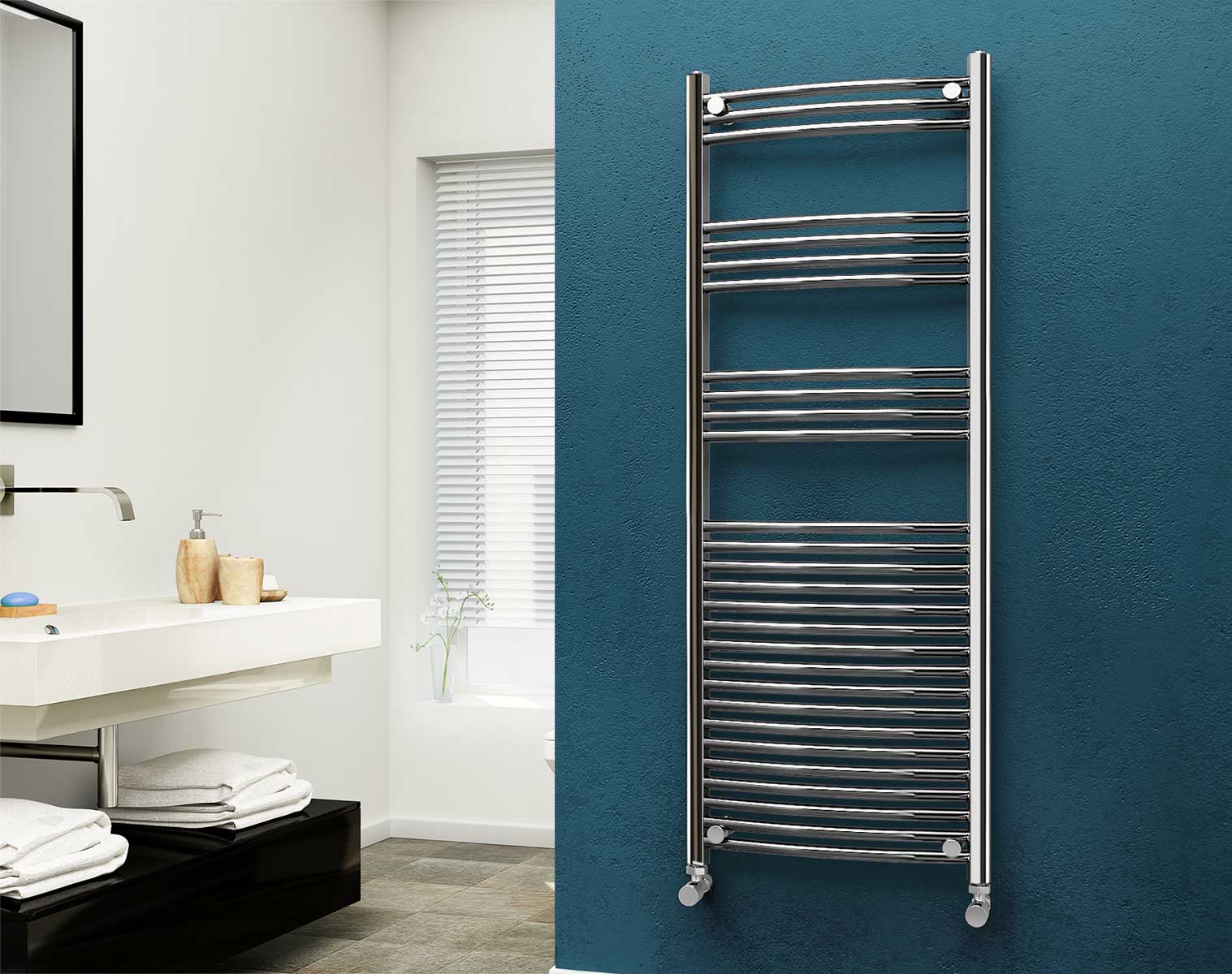 Eastgate 22mm Steel Chrome Curved Heated Towel Rails