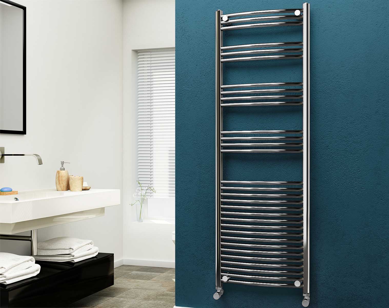 Eastgate 22mm Steel Chrome Curved Heated Towel Rails