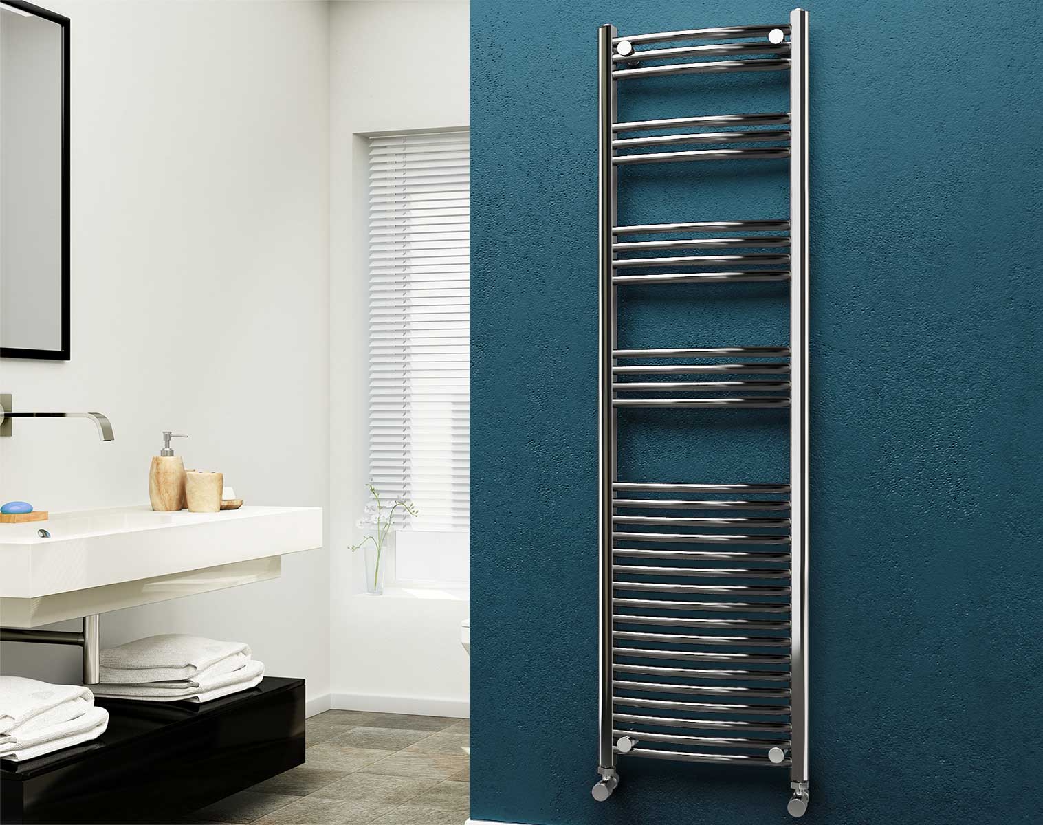 Eastgate 22mm Steel Chrome Curved Heated Towel Rails