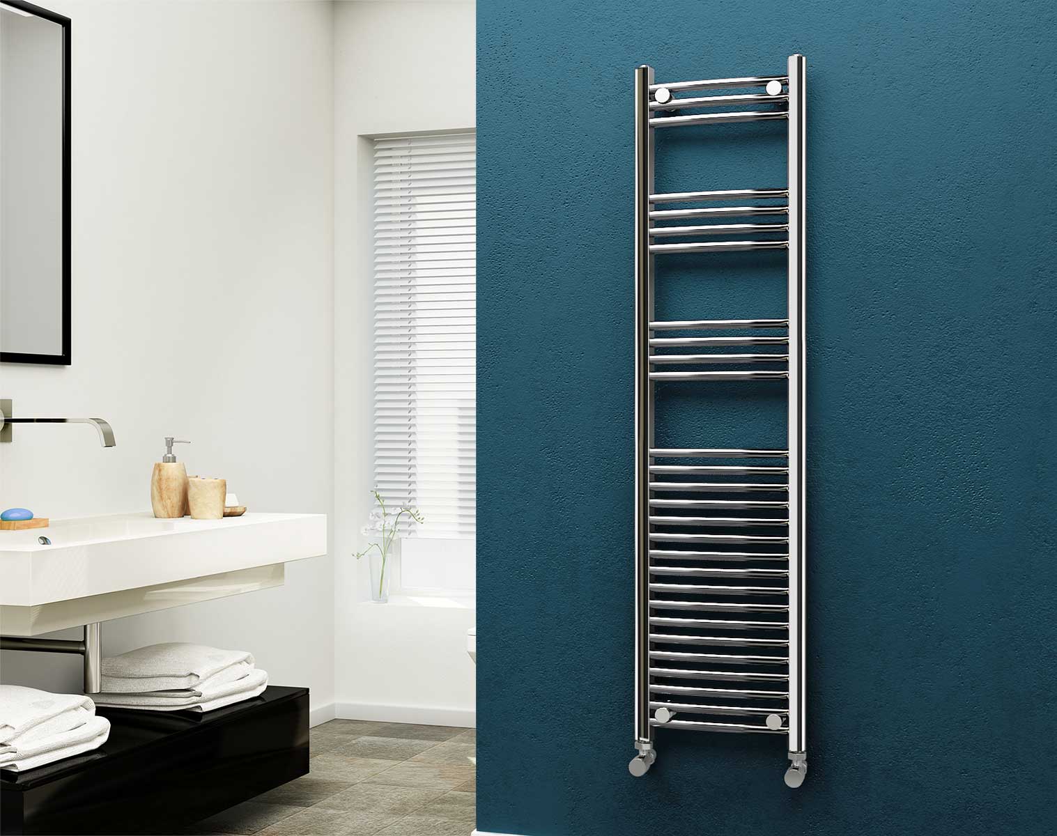 Eastgate 22mm Steel Chrome Curved Heated Towel Rails