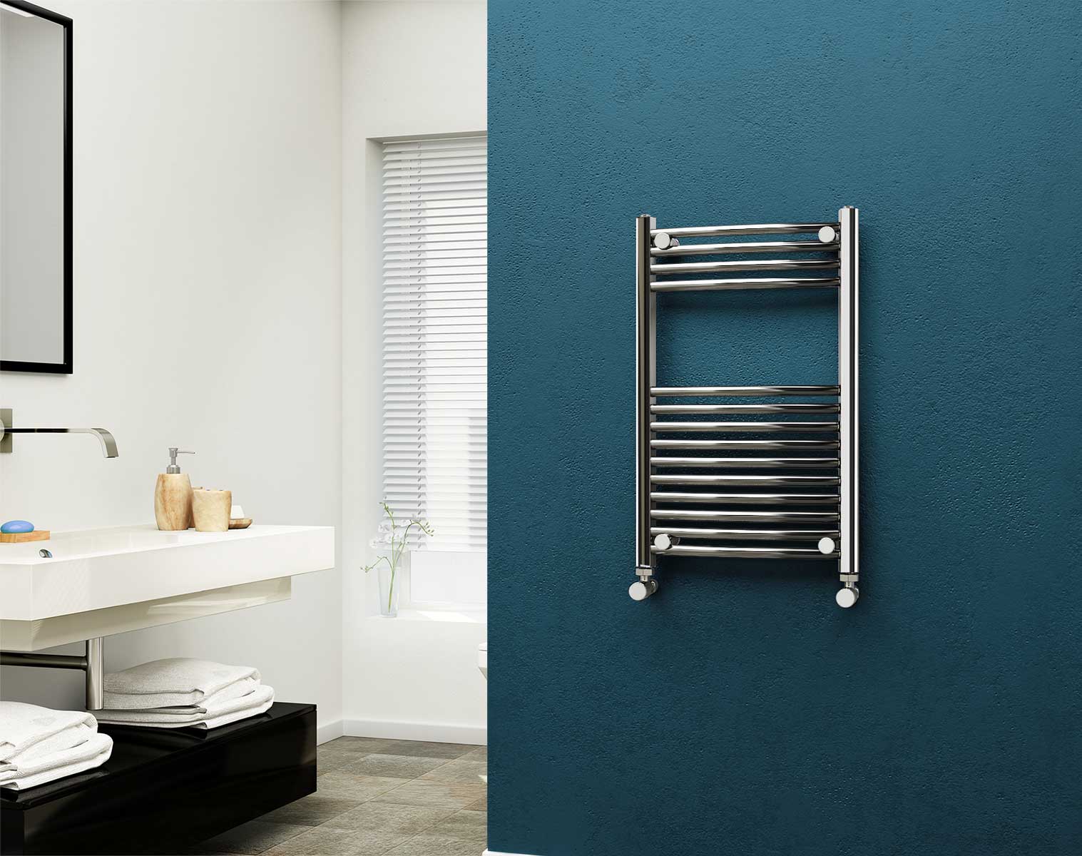 Eastgate 22mm Steel Chrome Curved Heated Towel Rails