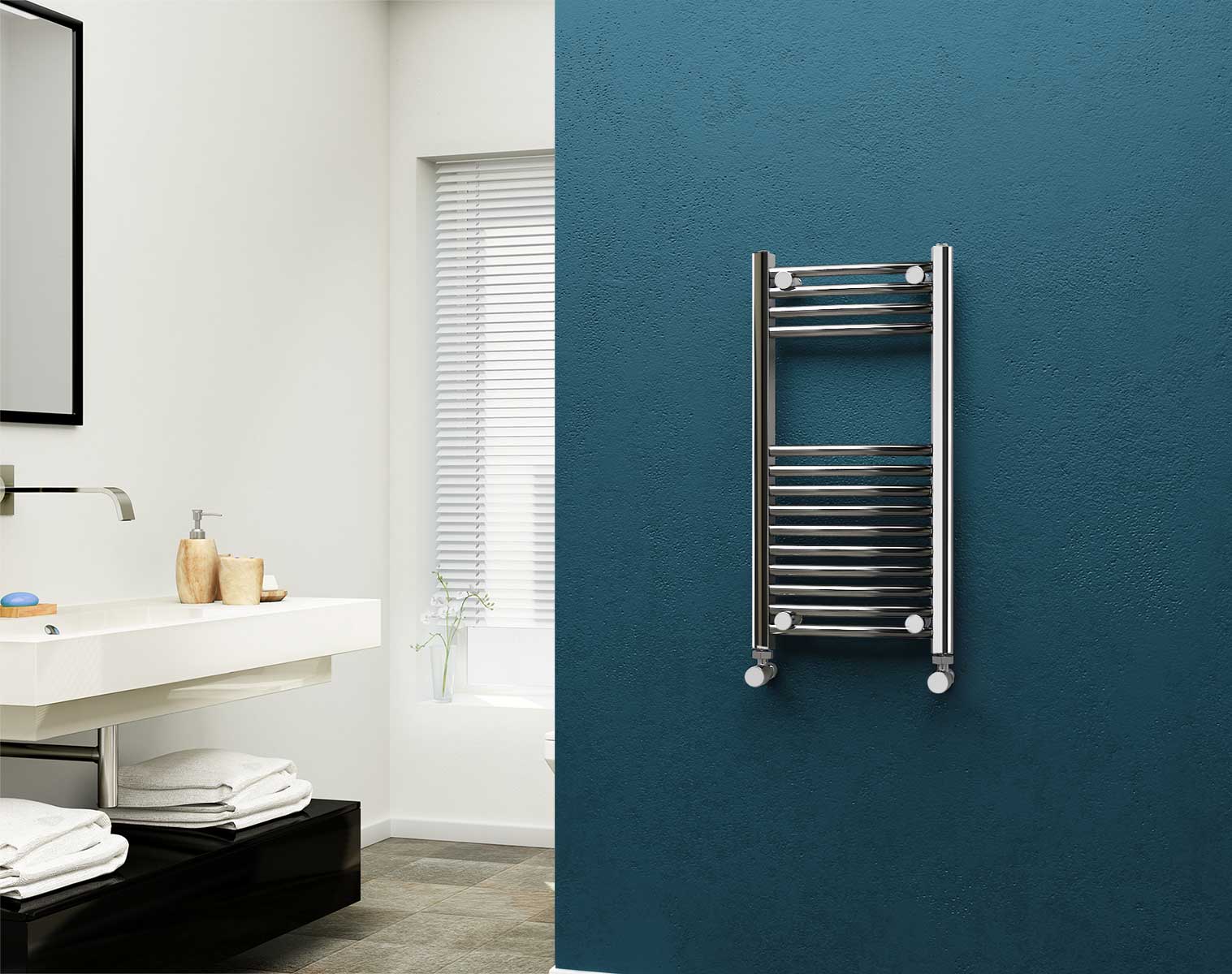 Eastgate 22mm Steel Chrome Curved Heated Towel Rails