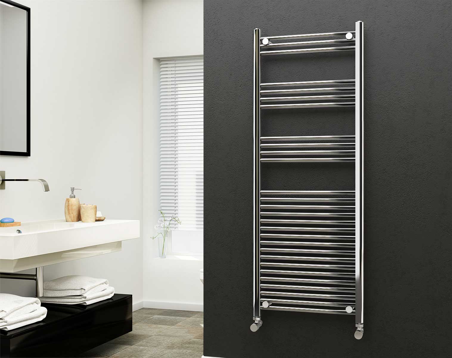 Eastgate 22mm Steel Chrome Straight Heated Towel Rails