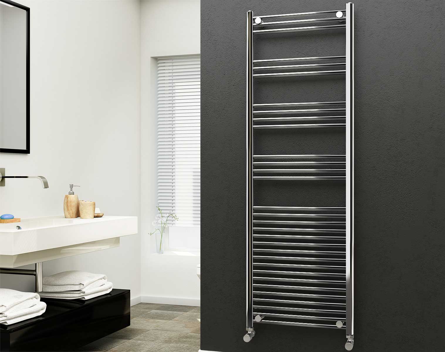 Eastgate 22mm Steel Chrome Straight Heated Towel Rails