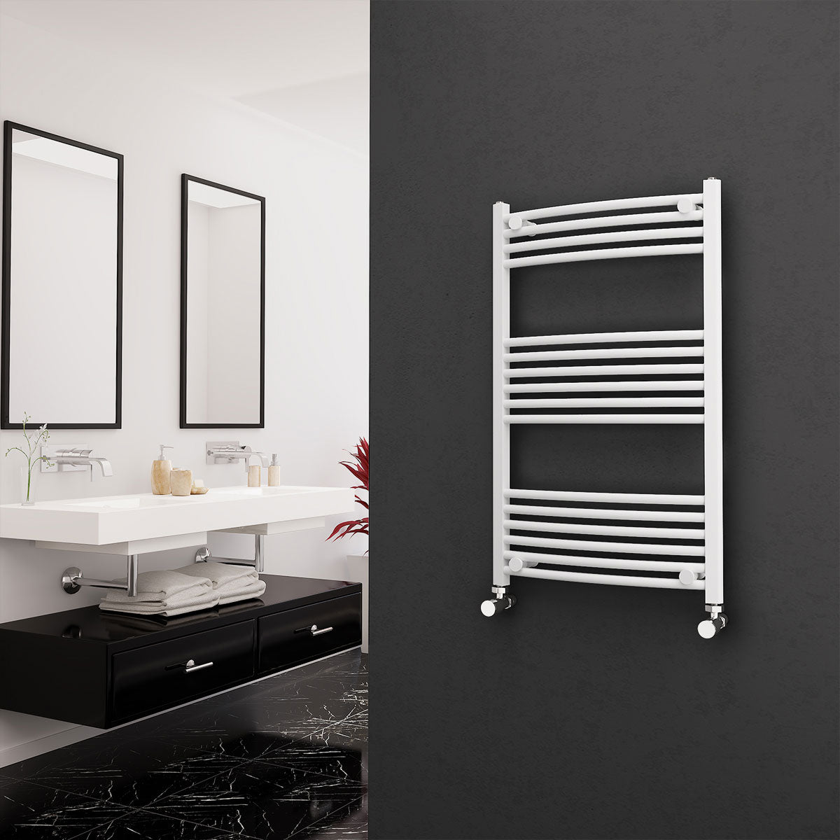 Eastgate 22mm Steel White Curved Heated Towel Rails