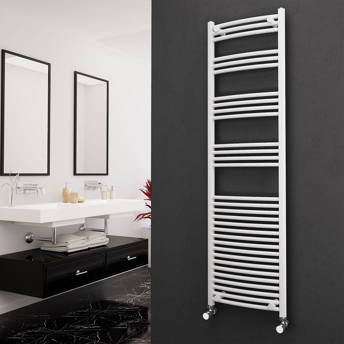 Eastgate 22mm Steel White Curved Heated Towel Rails