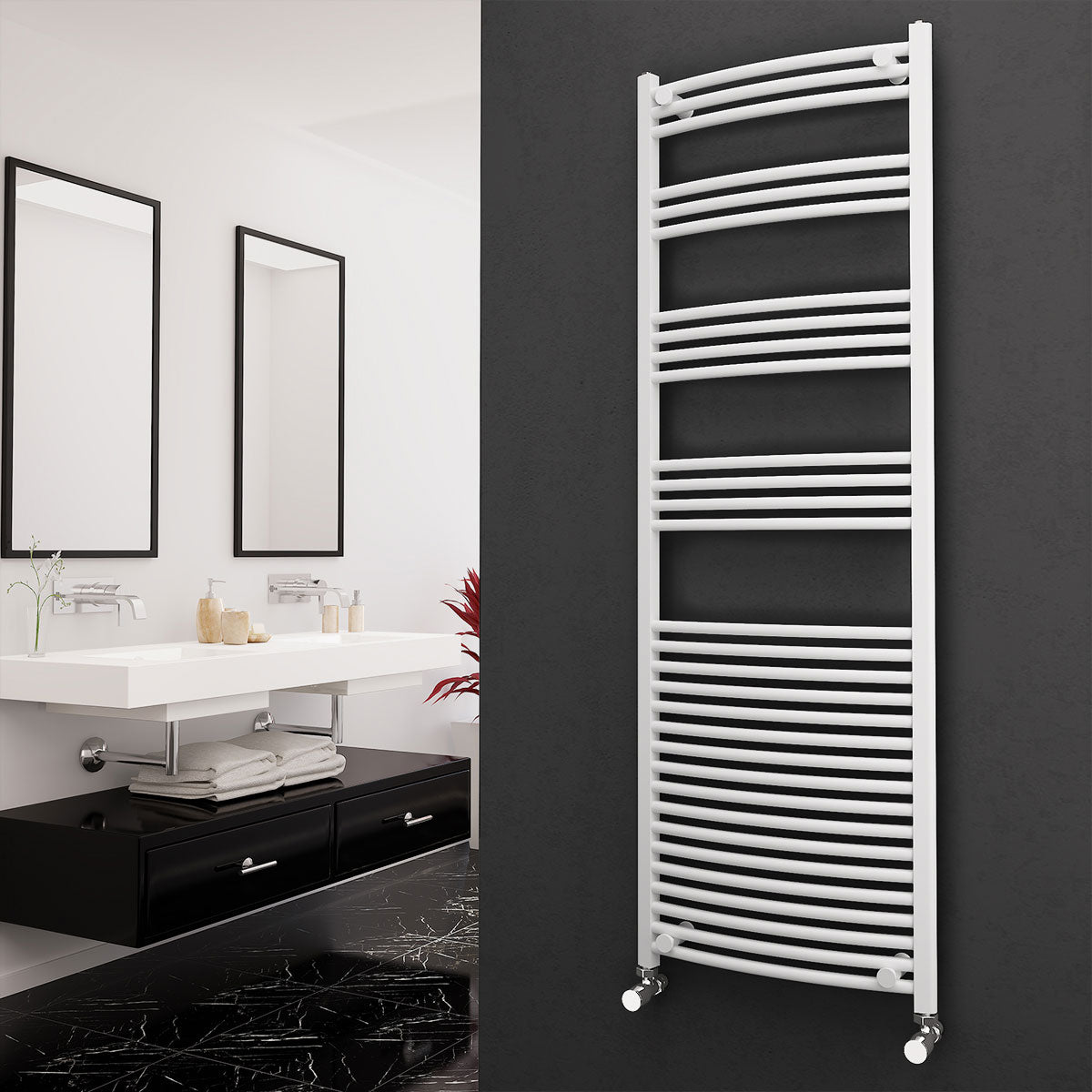 Eastgate 22mm Steel White Curved Heated Towel Rails