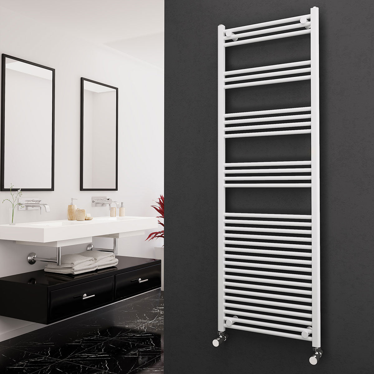 Eastgate 22mm Steel White Straight Heated Towel Rails