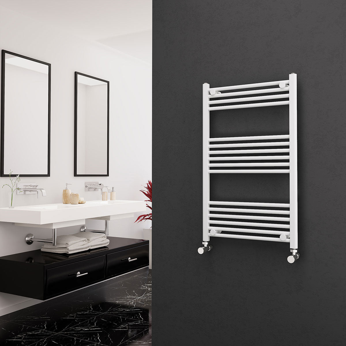 Eastgate 22mm Steel White Straight Heated Towel Rails