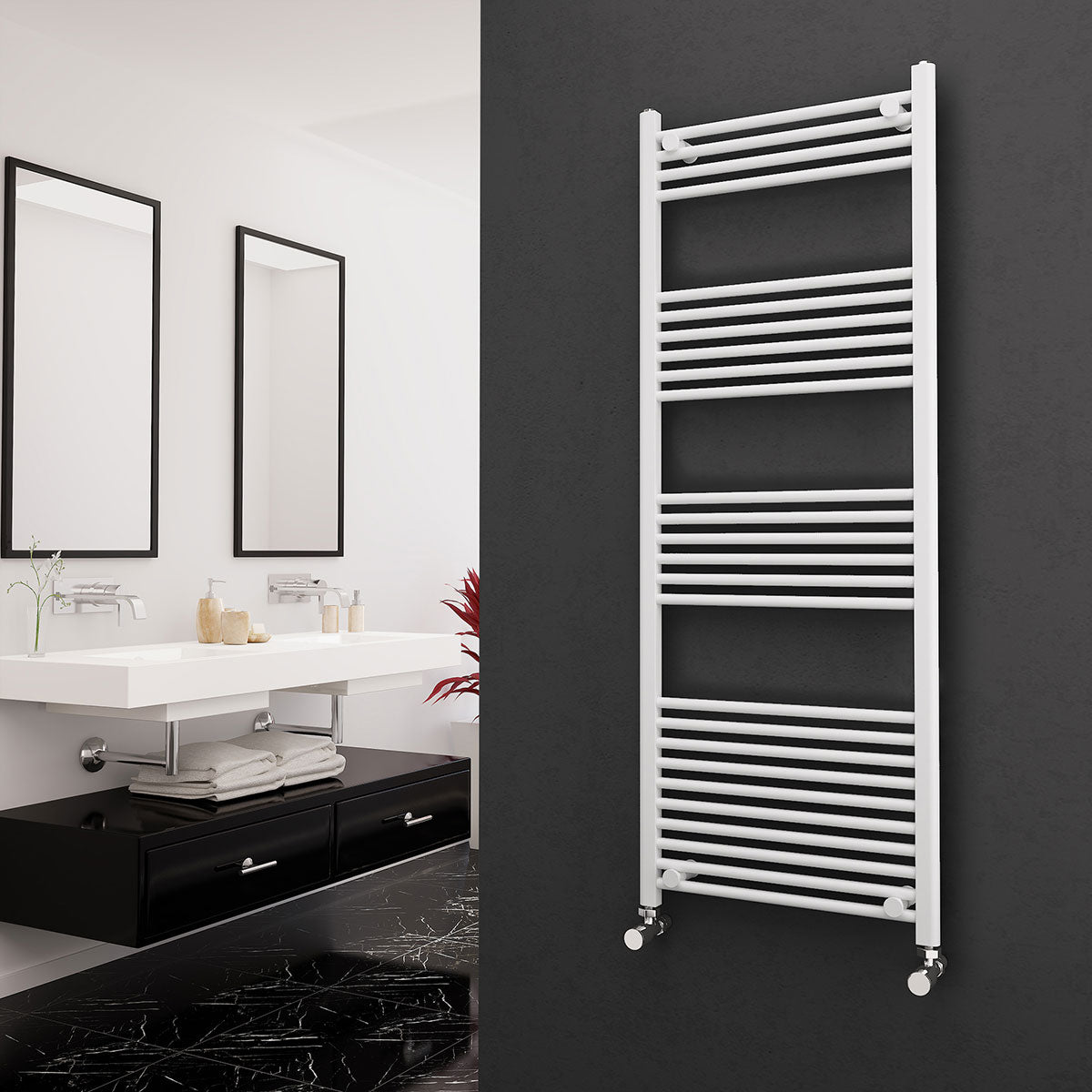 Eastgate 22mm Steel White Straight Heated Towel Rails