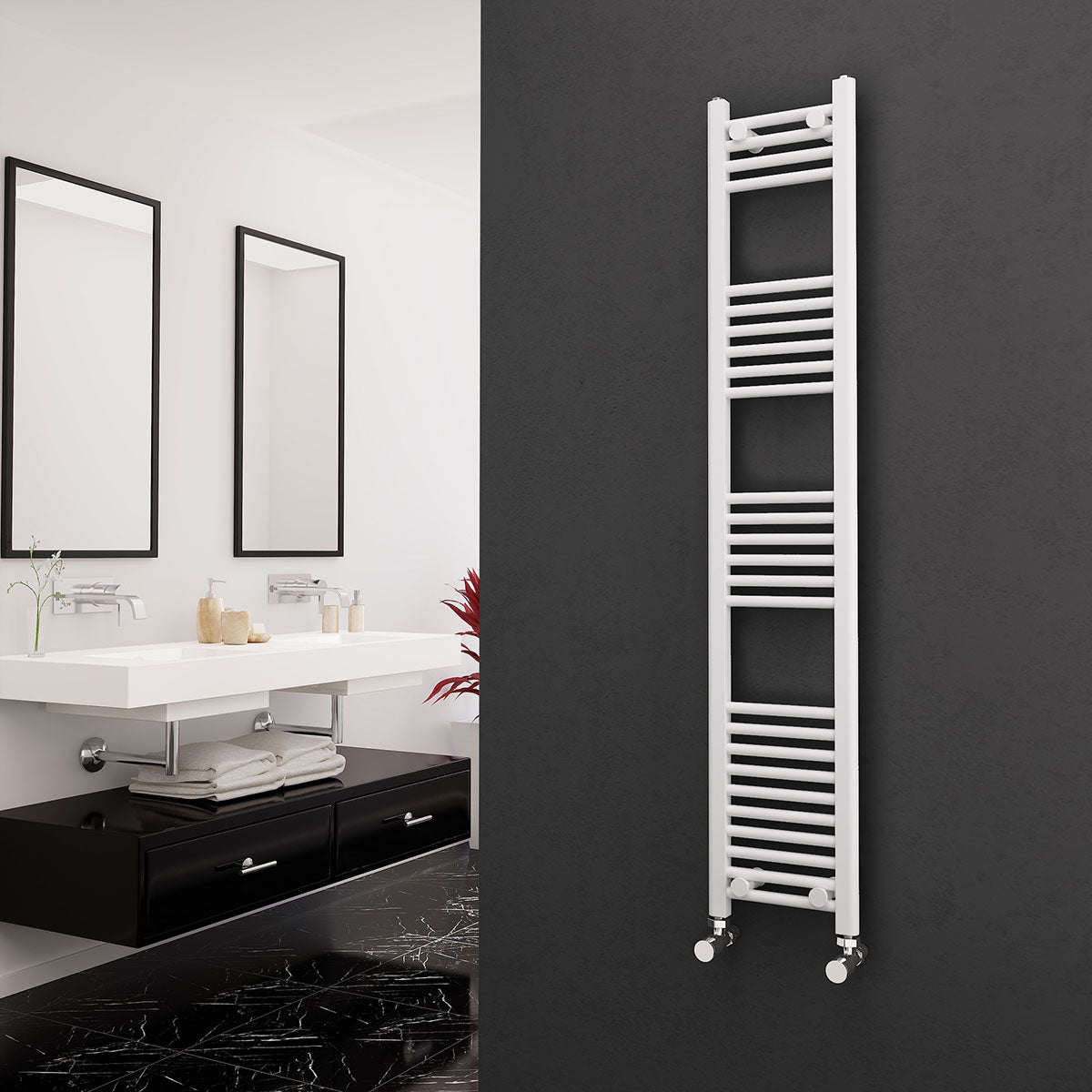 Eastgate 22mm Steel White Straight Heated Towel Rails