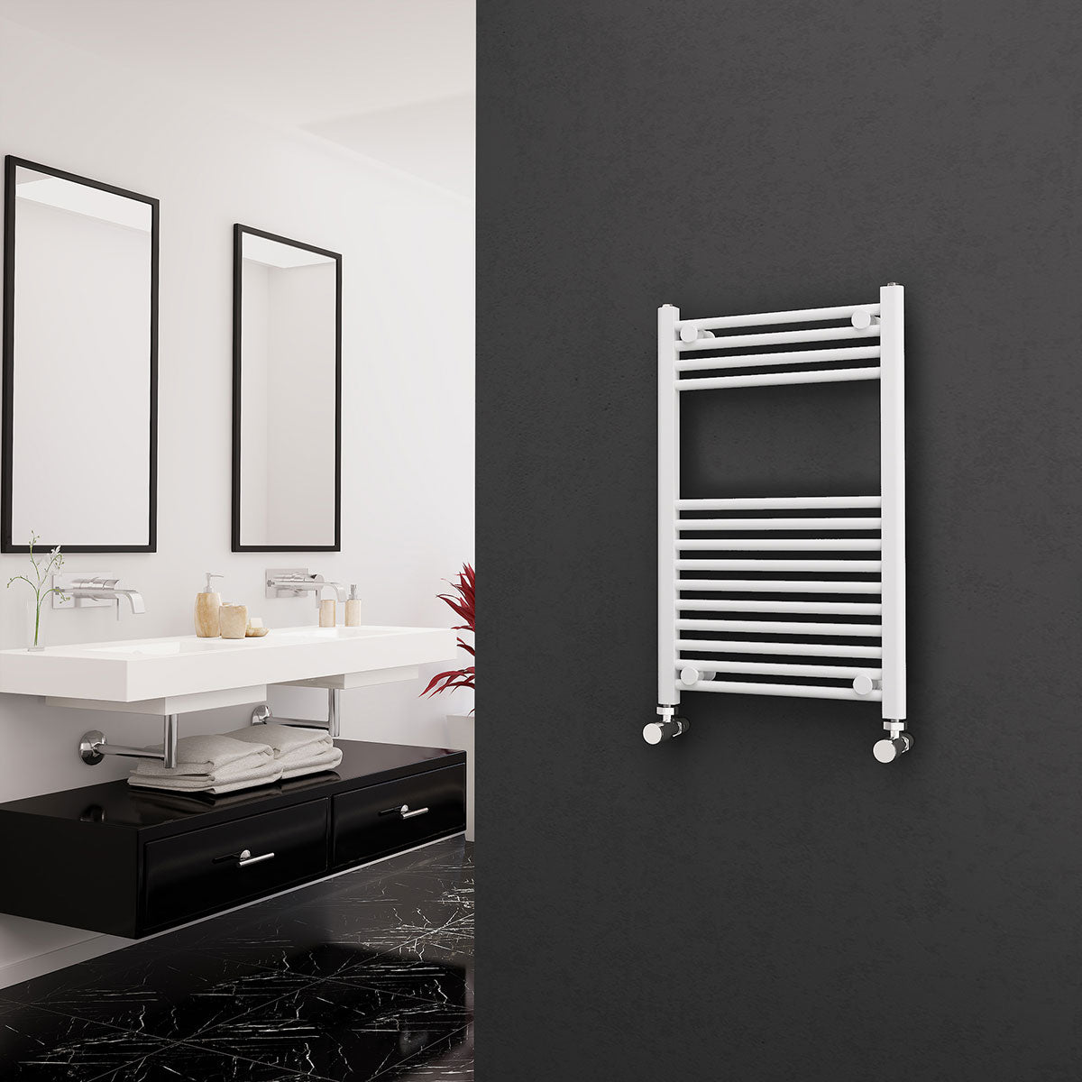 Eastgate 22mm Steel White Straight Heated Towel Rails