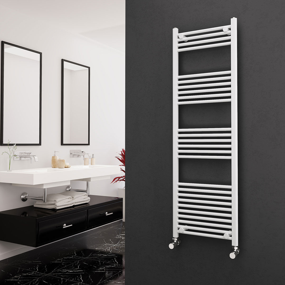 Eastgate 22mm Steel White Straight Heated Towel Rails